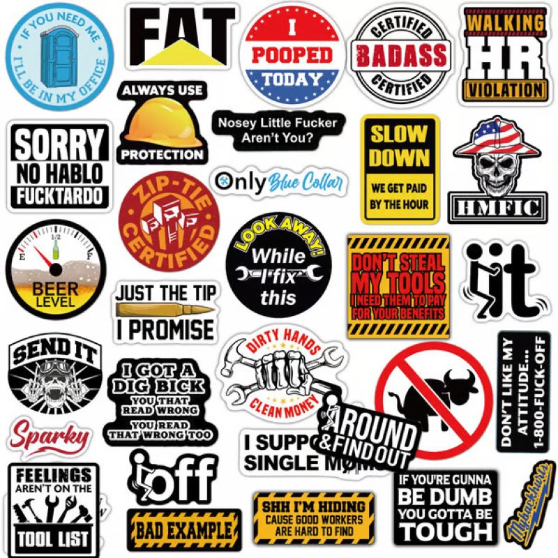 🔥🔥150 Pcs blue collar funny stickers👷♂️