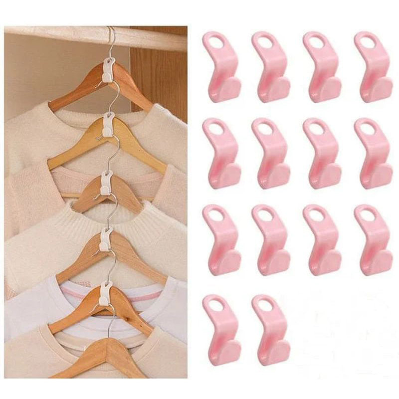 Space-Saving Clothes Hanger Connector Hooks