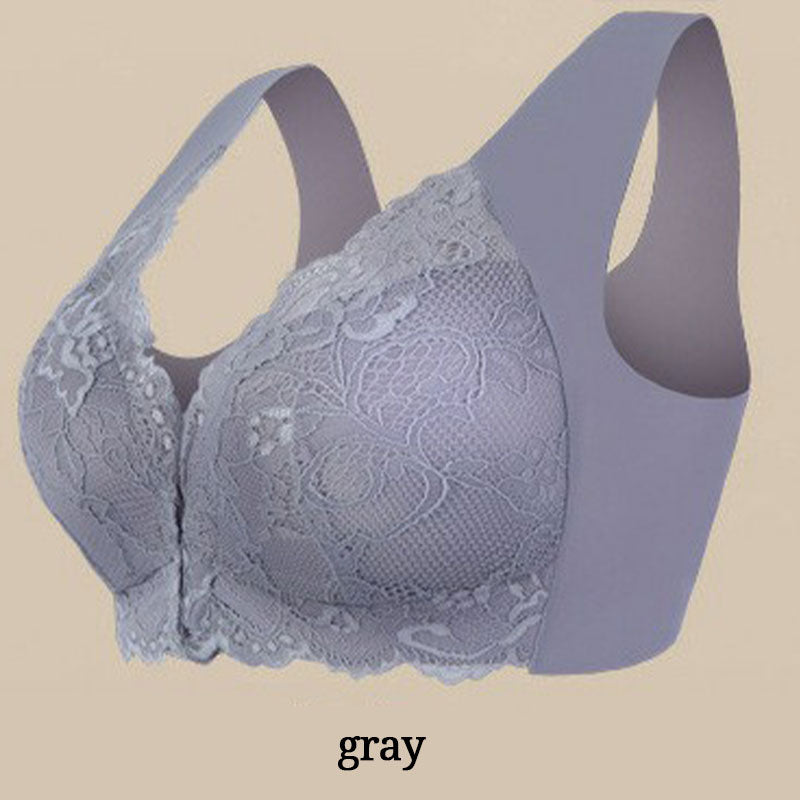 Breathable front loop bra with lace