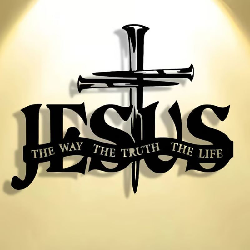 🔥Jesus and cross metal silhouette wall decoration