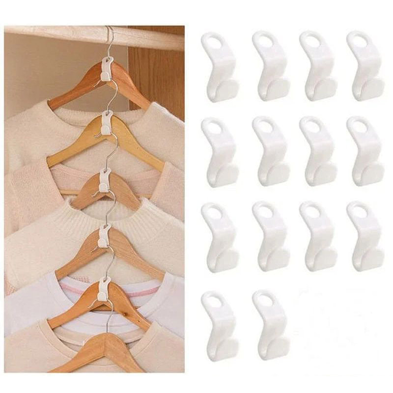 Space-Saving Clothes Hanger Connector Hooks