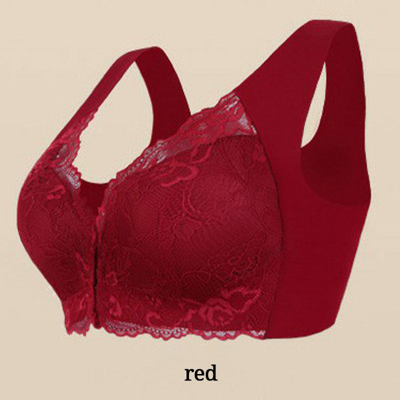 Breathable front loop bra with lace