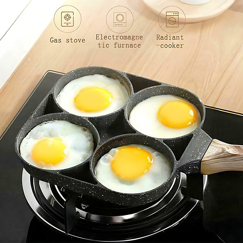 🍳Four-hole egg pan, breakfast omelette household frying pan non-stick pan🥚