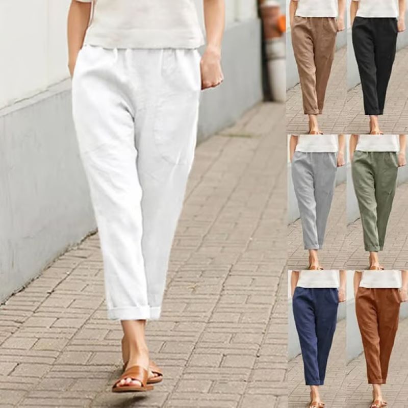 Women's Linen Cotton Large Size Loose Pants