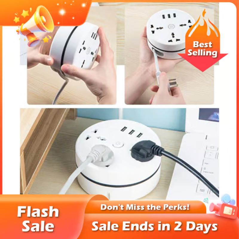 💥Universal storage round power strip