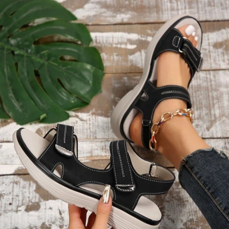 Women's Wedge Sandals with Velcro Strap