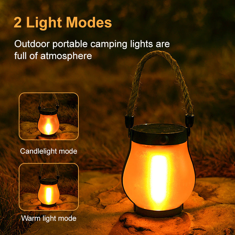 Solar Outdoor Hemp Rope Flame Lamp