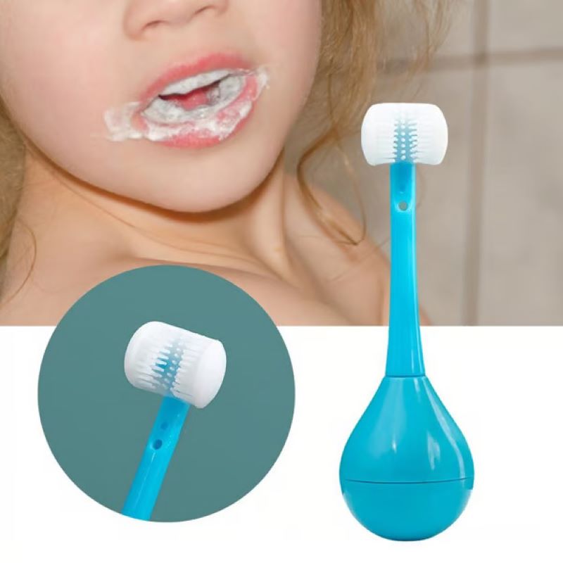 Three-sided tumbler children's toothbrush