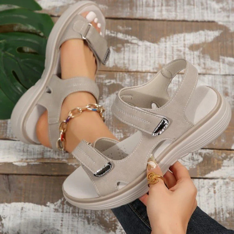 Women's Wedge Sandals with Velcro Strap