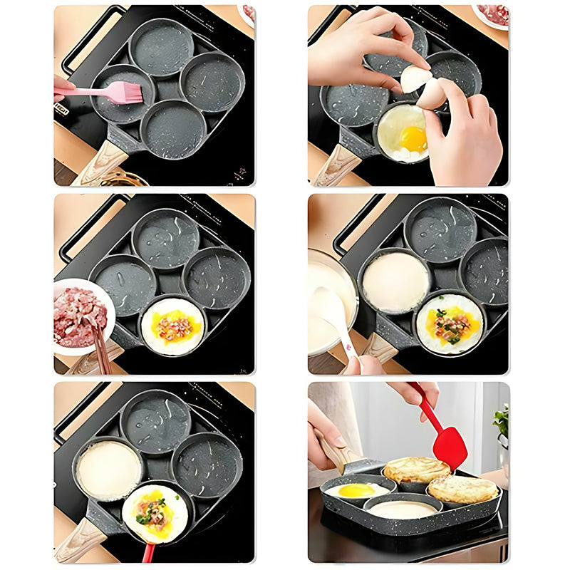 š³Four-hole egg pan, breakfast omelette household frying pan non-stick panš„