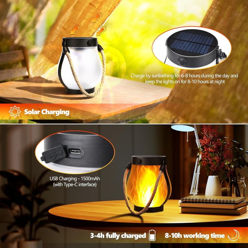 Solar Outdoor Hemp Rope Flame Lamp