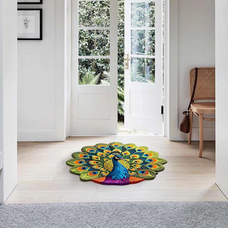 🦚 Quick-drying non-slip peacock floor mat
