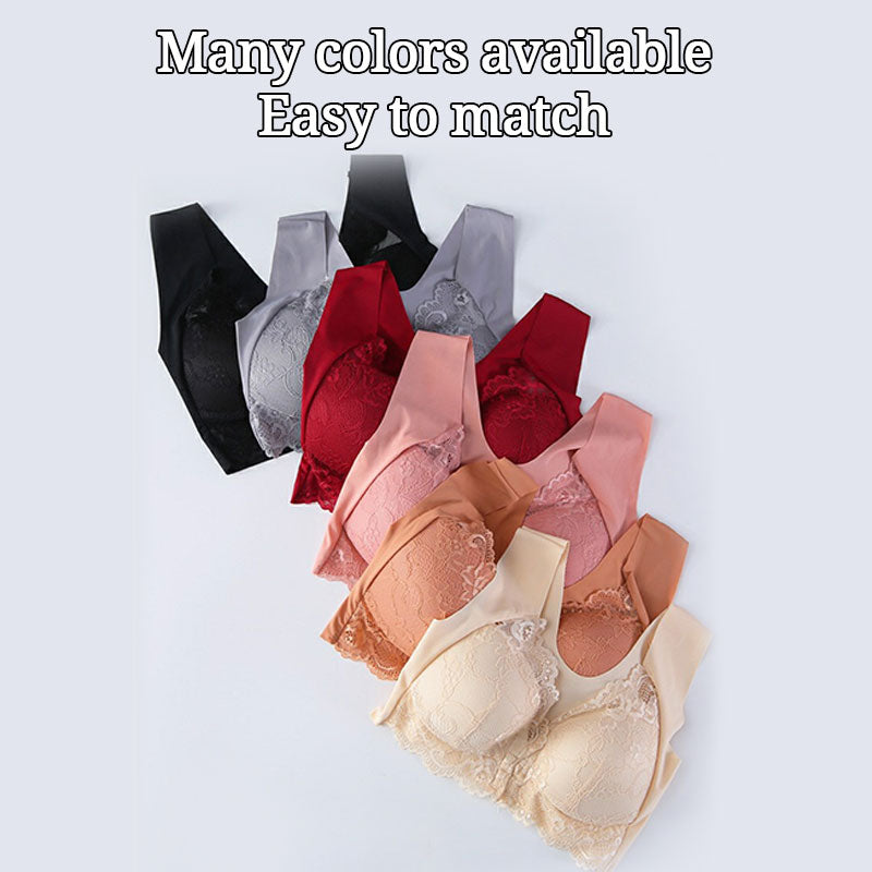 Breathable front loop bra with lace