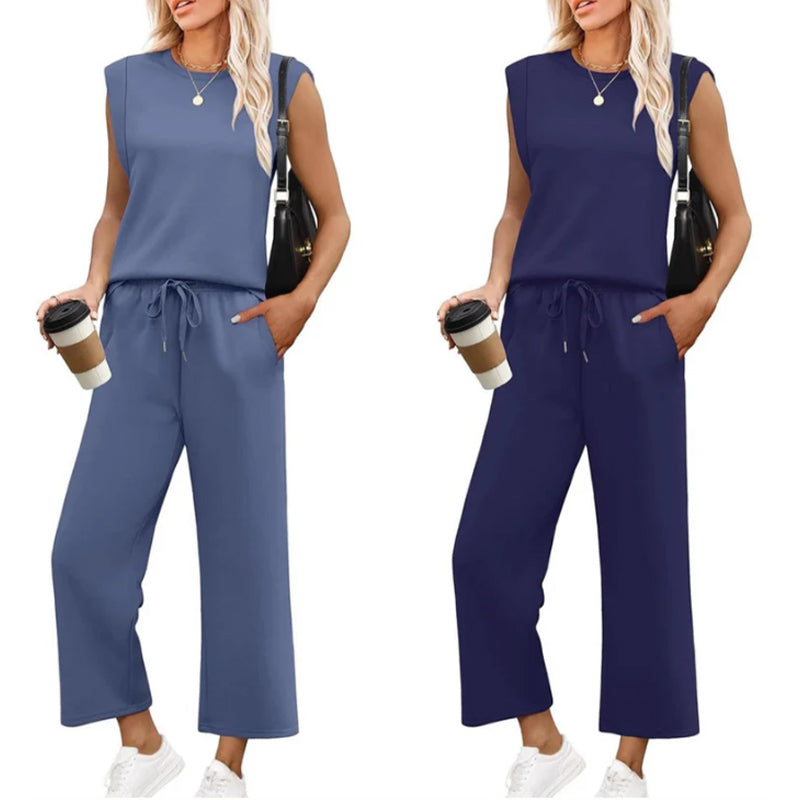 Women's Sleeveless Top & Wide-Leg Pants 2-Piece Set