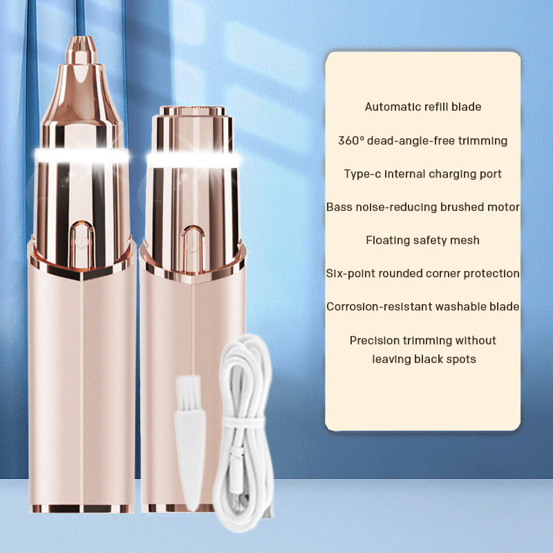 2 In 1 Portable Lipstick Shaped Eyebrow Trimmer