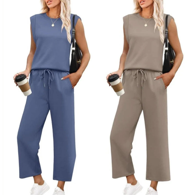 Women's Sleeveless Top & Wide-Leg Pants 2-Piece Set