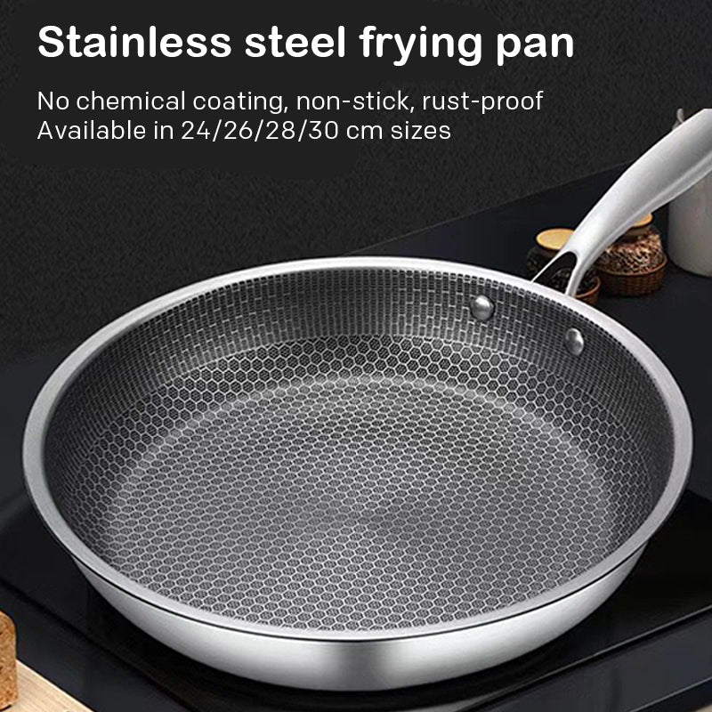 Non-stick stainless steel honeycomb frying pan