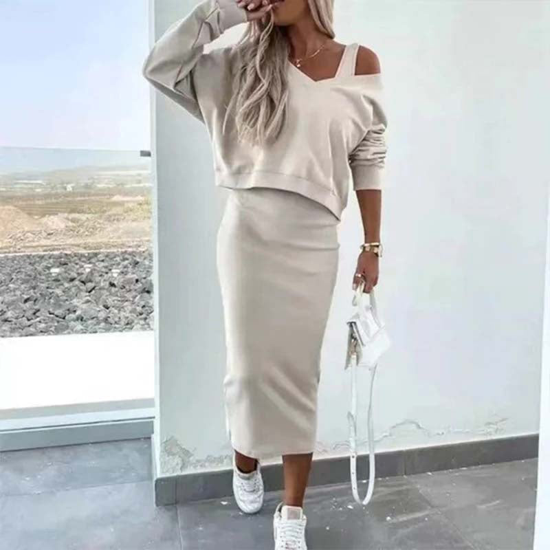 💥Women's Two-Piece Sleeveless Dress and Loose V-Neck Pullover💥