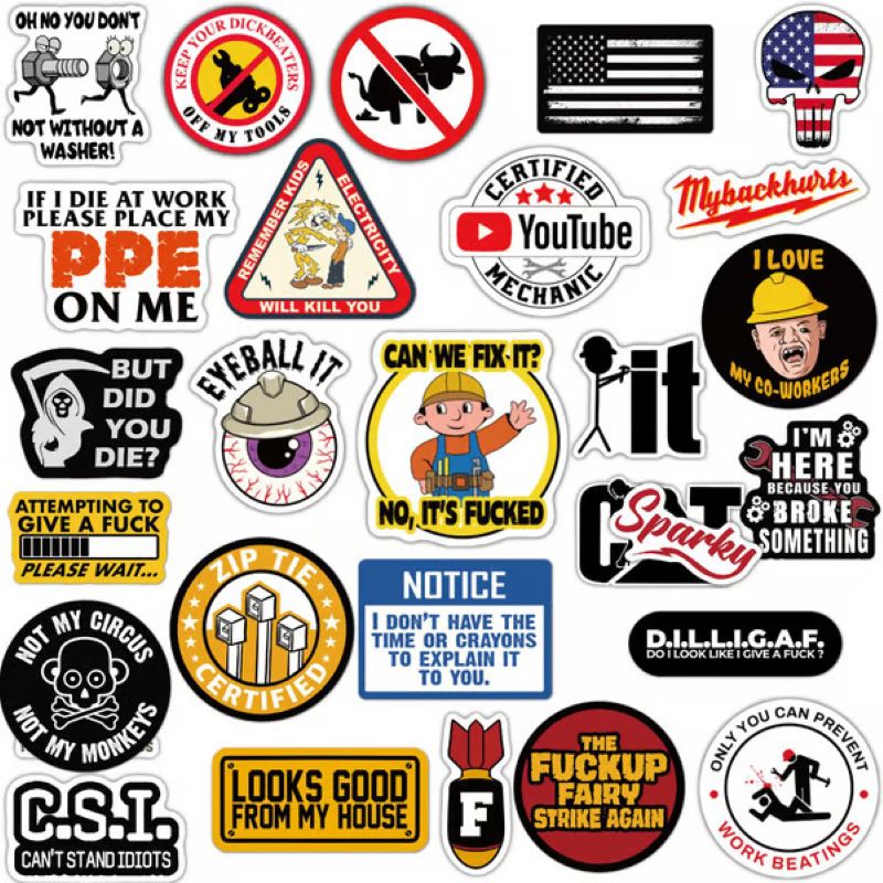 🔥🔥150 Pcs blue collar funny stickers👷♂️
