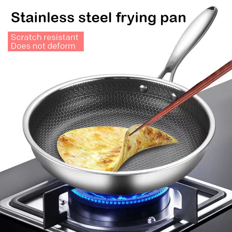 Non-stick stainless steel honeycomb frying pan