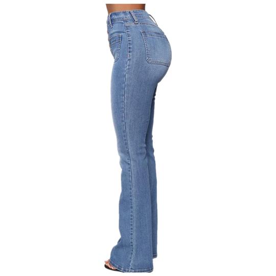 High waist slim jeans with button placket
