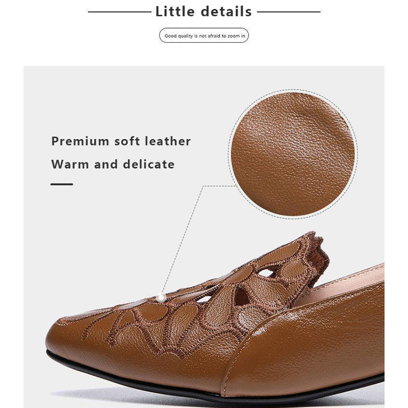 Women's Pointed Toe Hollow Breathable Comfortable Leather Shoes