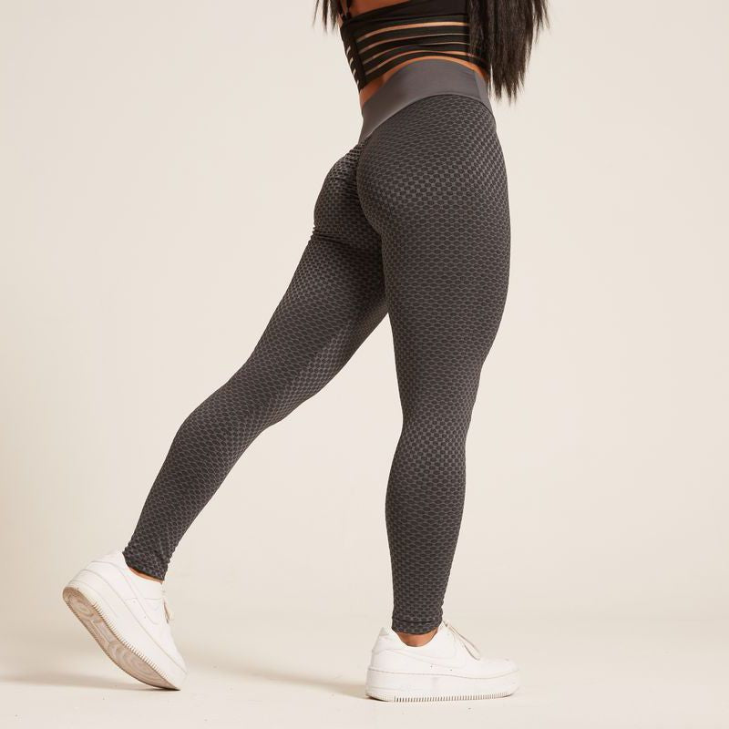High waist mesh honeycomb hip lift fitness pants