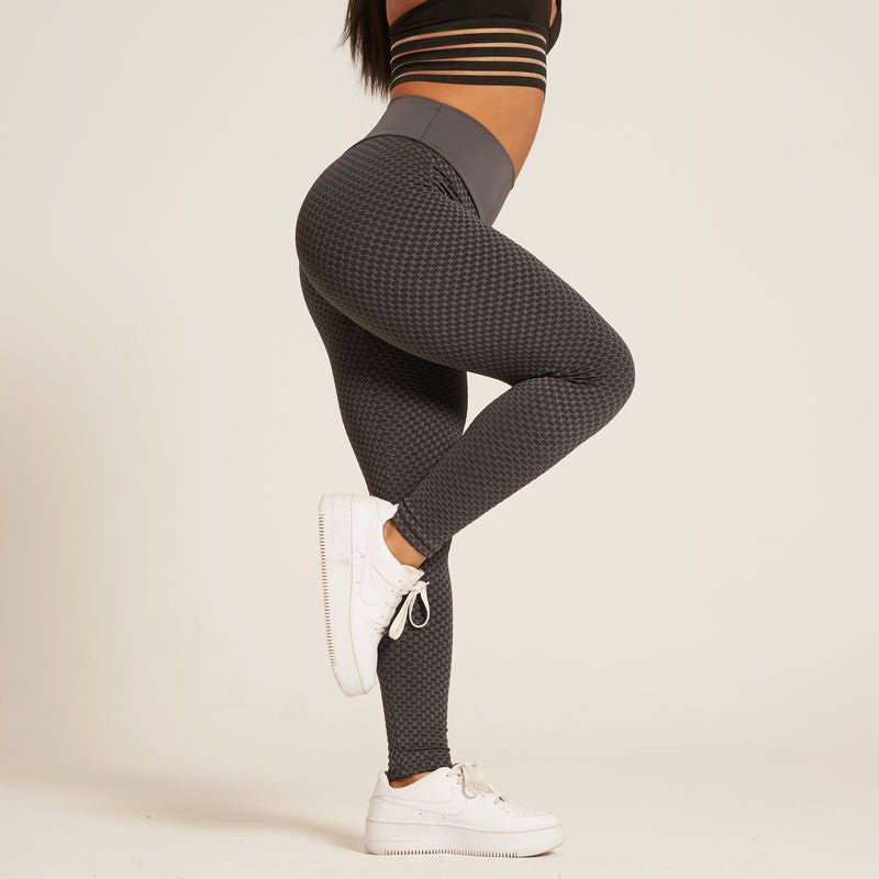 High waist mesh honeycomb hip lift fitness pants