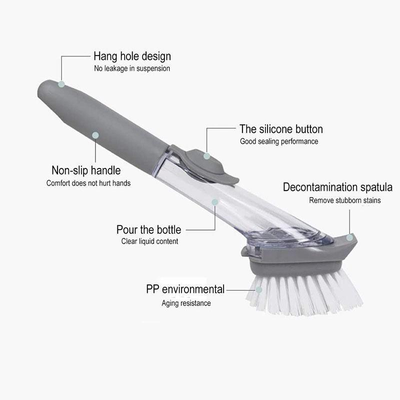 Soap Dispensing Dish Brush Pot Clean Brush