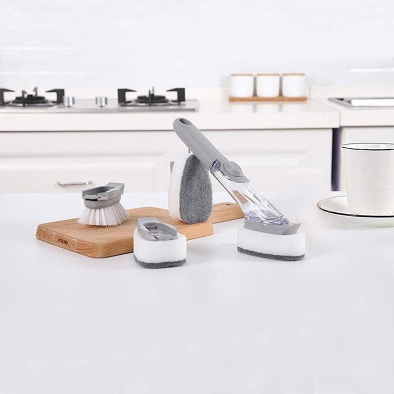 Soap Dispensing Dish Brush Pot Clean Brush