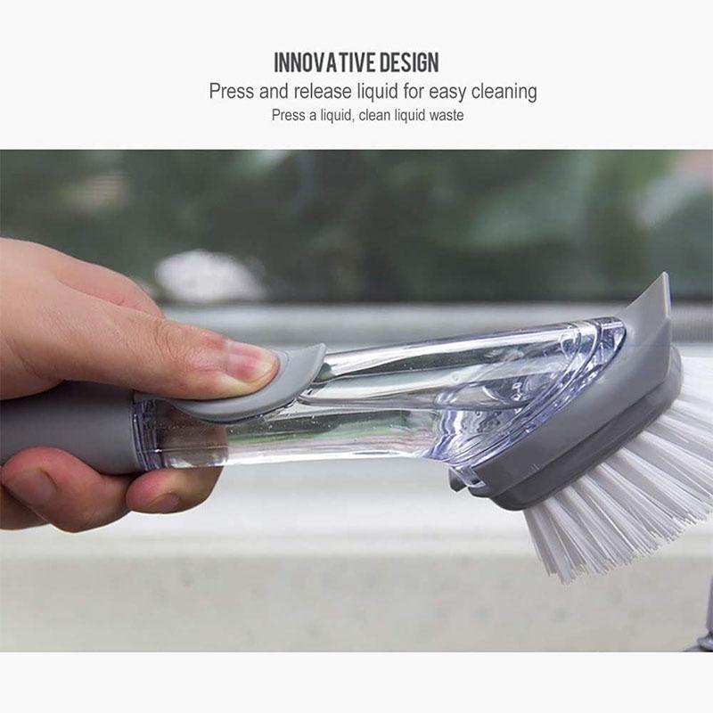 Soap Dispensing Dish Brush Pot Clean Brush