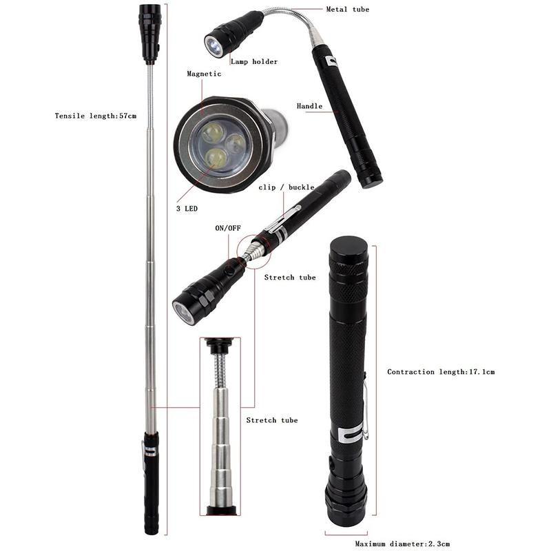 Telescoping Flexible Magnetic Pickup LED Flashlight