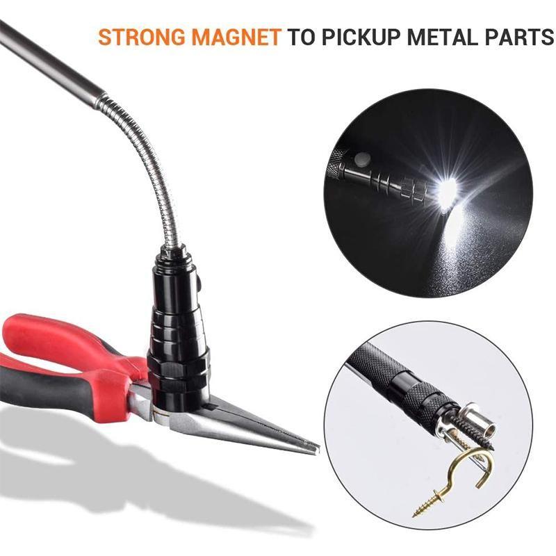 Telescoping Flexible Magnetic Pickup LED Flashlight