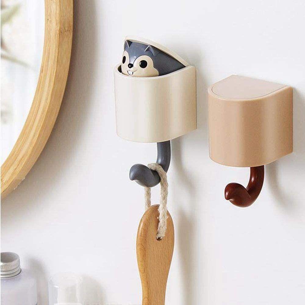 Squirrel Shape Adhesive Hook 2 Pieces