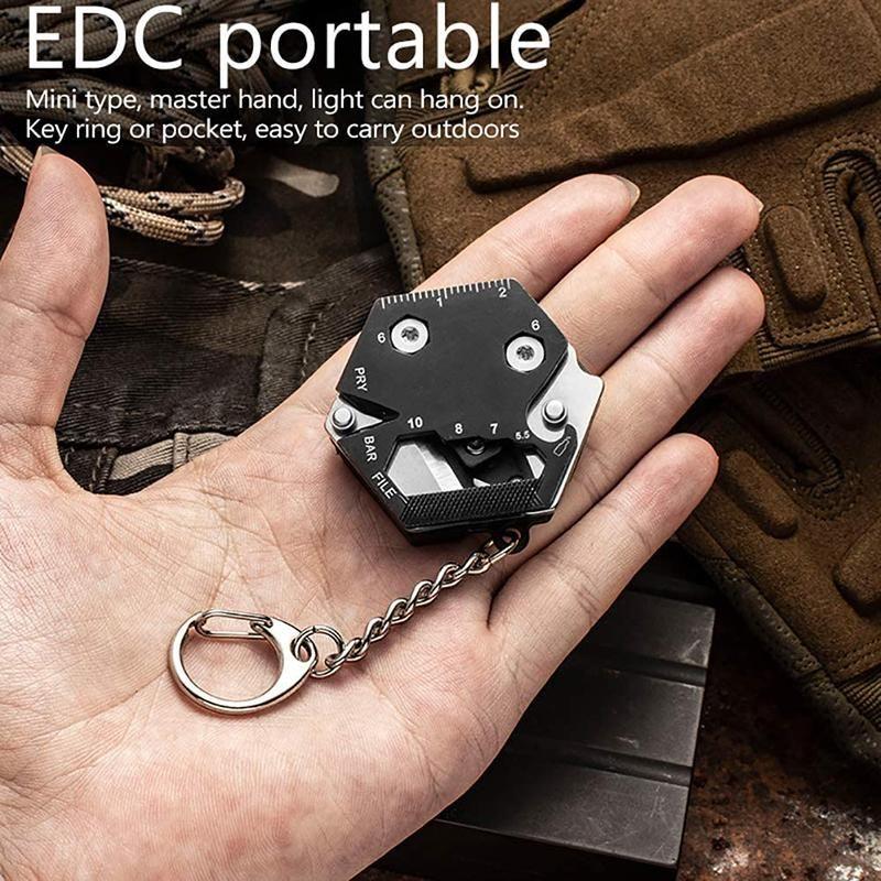 Multifunctional Portable Hexagon Coin Tool Key Chain