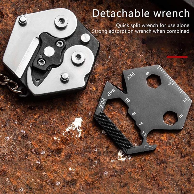 Multifunctional Portable Hexagon Coin Tool Key Chain