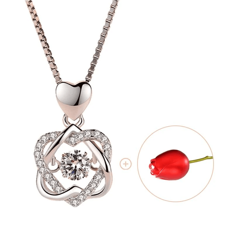 Heart Necklace Set With Rose