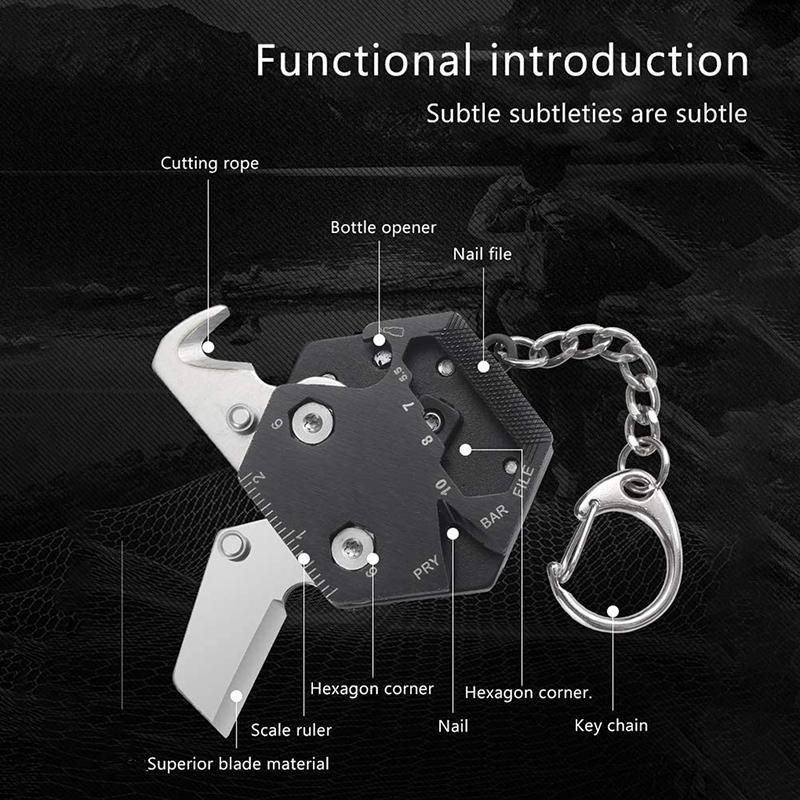 Multifunctional Portable Hexagon Coin Tool Key Chain