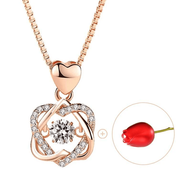 Heart Necklace Set With Rose
