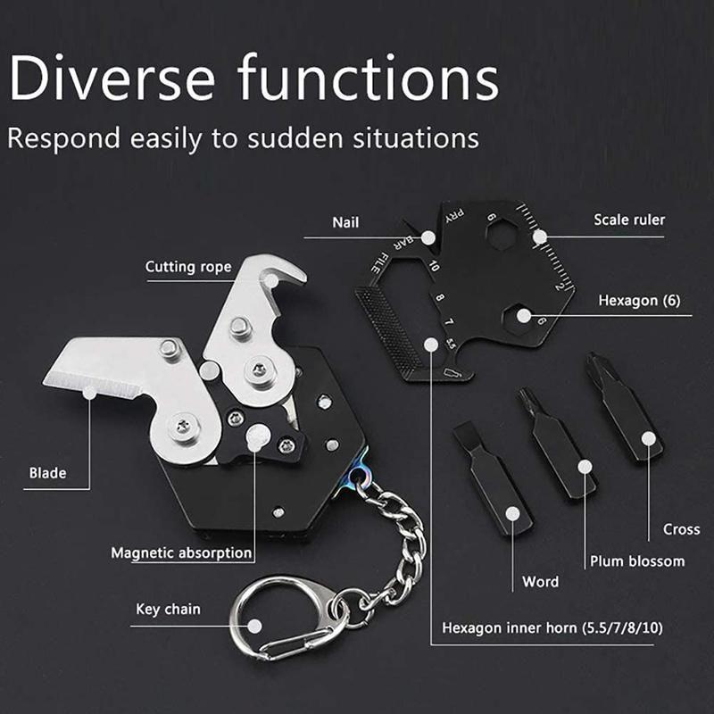 Multifunctional Portable Hexagon Coin Tool Key Chain