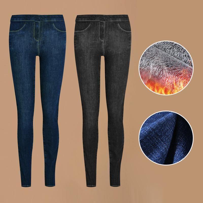Fleece-lined Denim Trousers