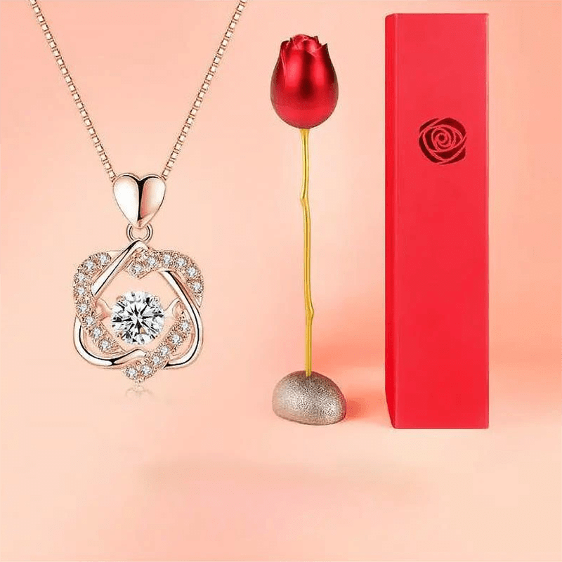 Heart Necklace Set With Rose