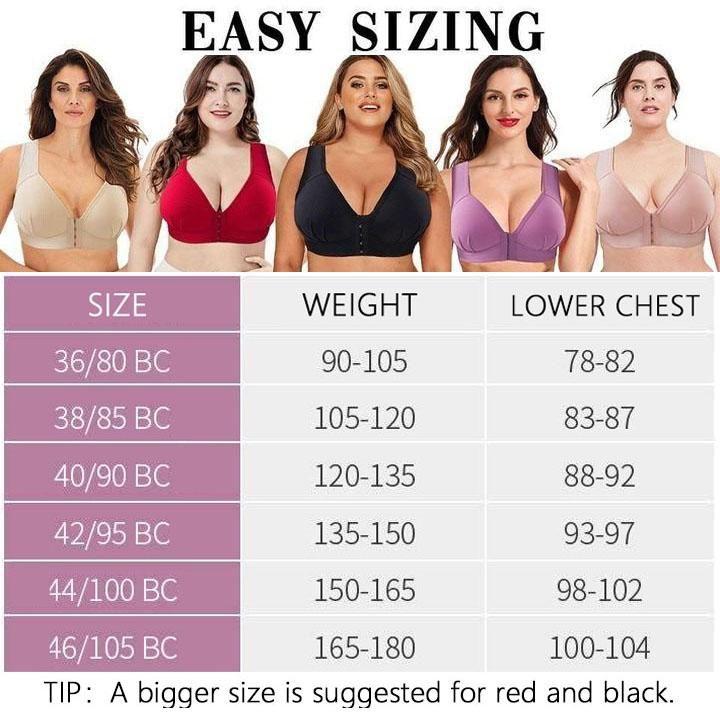 Plus Size Front Closure Elastic Push Up Comfort Bra