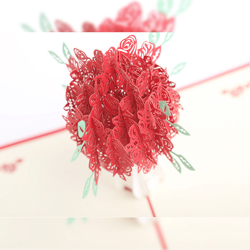Romantic Rose Bouquet Pop-Up Card