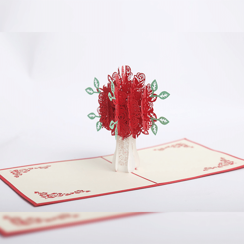 Romantic Rose Bouquet Pop-Up Card