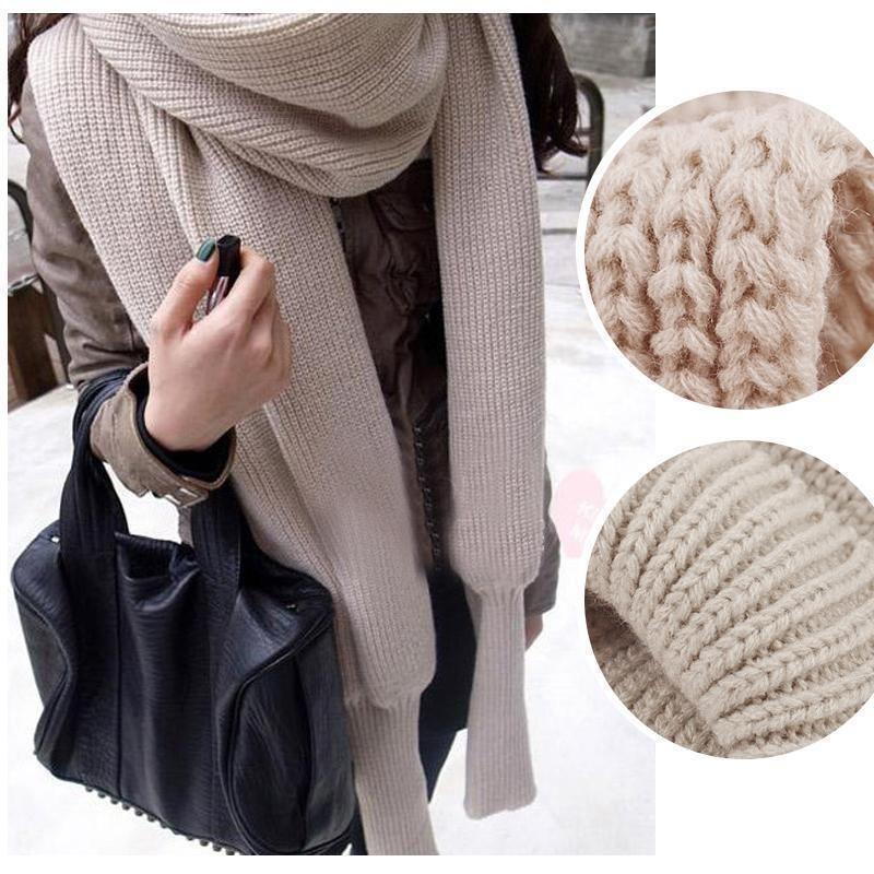 Autumn & winter fashion crochet knitted scarf with sleeves