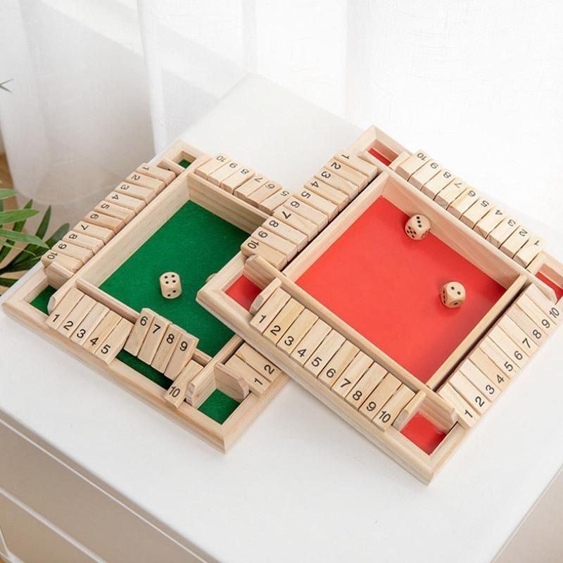 4-Player Shut The Box Wooden Table Dice Game