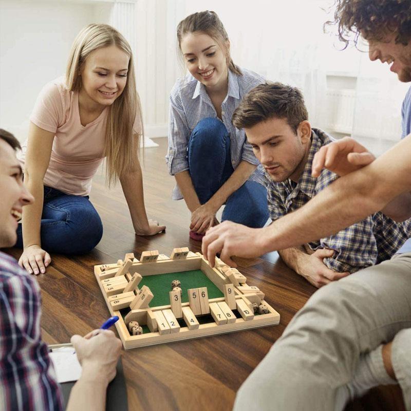 4-Player Shut The Box Wooden Table Dice Game