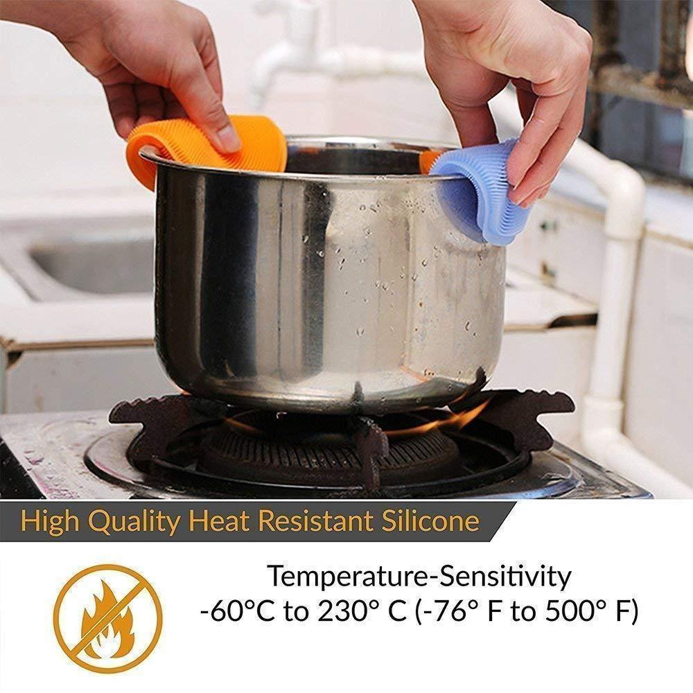 Food Grade Multi-Function Antibacterial Silicone Scrubber Sponge Cleaning Brush Kitchen , 5pcs