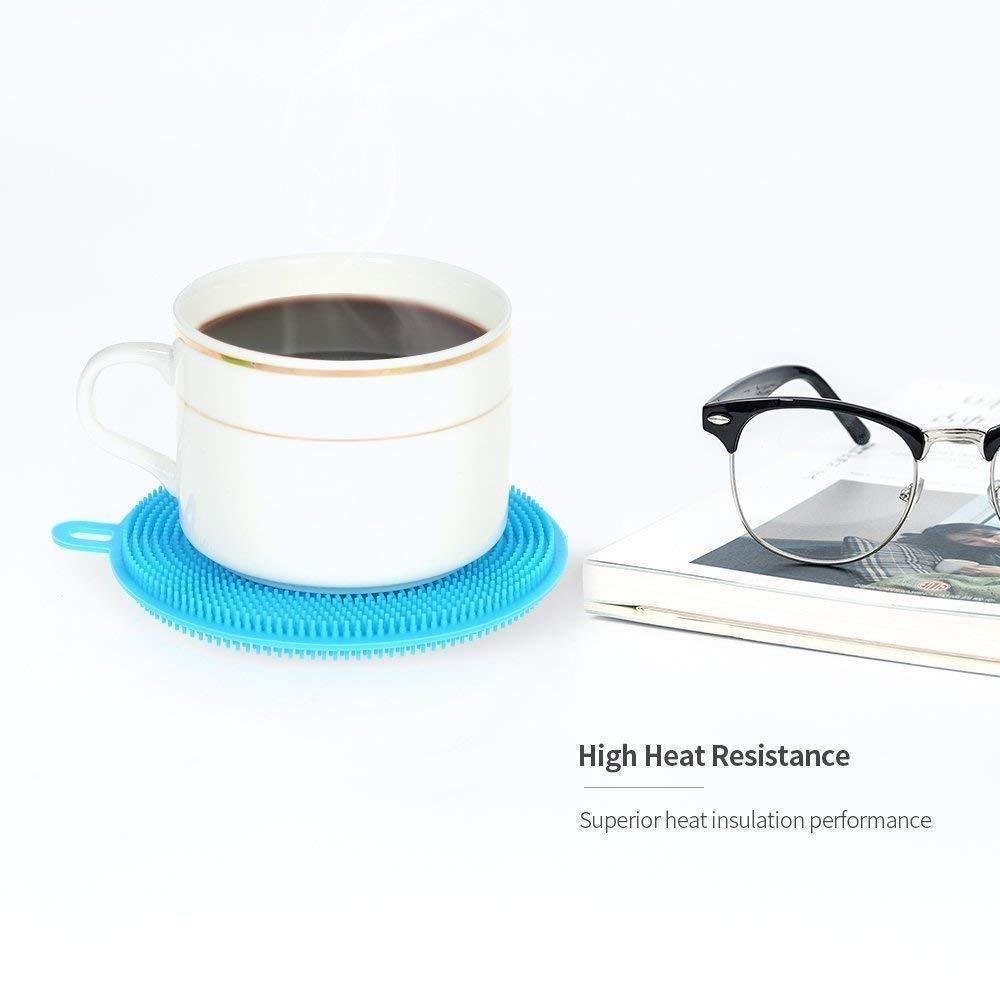 Food Grade Multi-Function Antibacterial Silicone Scrubber Sponge Cleaning Brush Kitchen , 5pcs